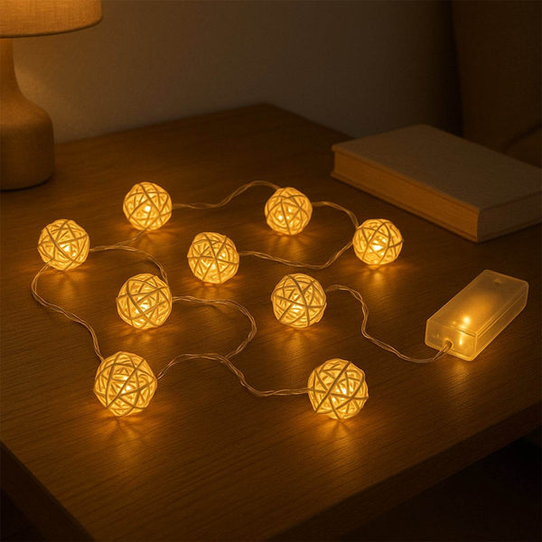 Battery Operated Rattan Ball String Decorative Fairy Lights - dailyneed.life