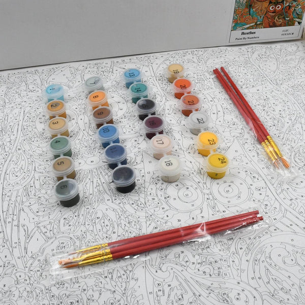 Paint by Numbers for Adults Beginner - Adults' Paint-by-Number Kits on Canvas - DIY Oil Painting by Numbers for Adults - 24 Number Color, 6 paintbrushes, pre-printed canvas (unframed) 40 cm x 50 cm - dailyneed.life