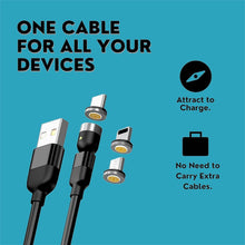 3 in 1 Magnetic USB Charging Cable | USB-c Android and Lightning with Extra Protecting Nylon| Strong Magnetic Cable with Full Rotation Support Fast Charging - dailyneed.life
