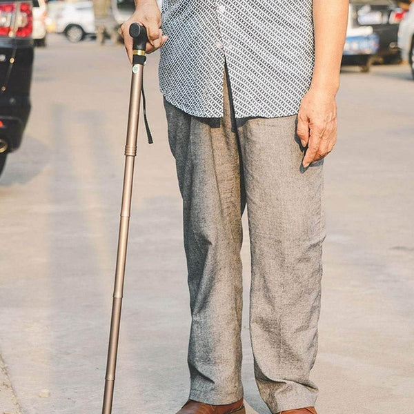 Foldable Walking Cane for Men, Women - Fold-up, Collapsible, Lightweight, Adjustable, Portable Hand Walking Stick - Balancing Mobility Aid - Sleek, Comfortable T Handles - dailyneed.life