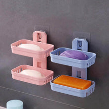 Adhesive Sticker Soap 2 Layer Dish Holder Wall Mounted Bathroom Shower Soap Holder Saver Box Storage Organizer Rack, ABS Plastic (Double Layers / 2 pcs set) - dailyneed.life