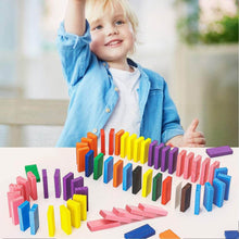 100PC DOMINO BLOCKS SET MULTICOLOR WOODEN TOY BUILDING INDOOR GAME TOY - dailyneed.life