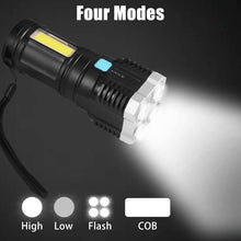 Multifunctional Strong 4 LED Torch Light, Portable Rechargeable Flashlight Long Distance Beam Range 800 Lumens COB Light 4 Mode Emergency for Hiking, Walking, Camping (4 LED Torch) - dailyneed.life