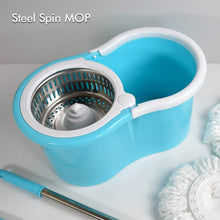 RAPID STEEL SPINNER BUCKET MOP 360 DEGREE SELF SPIN WRINGING WITH 2 ABSORBERS FOR HOME AND OFFICE FLOOR CLEANING MOPS SET - dailyneed.life