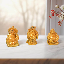 Golden Laughing Buddha Set Of Six Pieces Statue For Happiness, Wealth & Good luck Decor For Wealth and Success (6 Pcs Set) - dailyneed.life