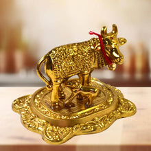 Metal Golden Kamdhenu Cow with Calf (1 Pc) - dailyneed.life