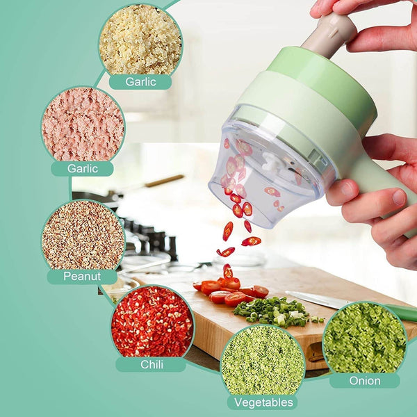 4 in 1 Electric Handheld Cooking Hammer Vegetable Cutter Set Electric Food Chopper Multifunction Vegetable Fruit Slicer - dailyneed.life