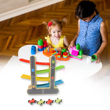 Car Racer Track Play set Wooden Click Clack Toys With 4 Mini Racers (1 Set) - dailyneed.life