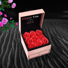 Preserved Eternal Rose Flower Gift Box Drawer with I Love You & Artificial 9 Pcs Rose (1 Set) - dailyneed.life