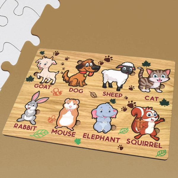 Wooden Animal Puzzle Learning Educational Board (1 Set / 28×20 Cm) - dailyneed.life