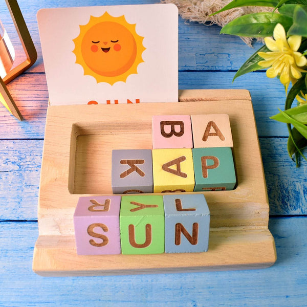 Alphabet Puzzle Spelling & Reading Words (26 Flash Cards & 8 WoodenBlock) - dailyneed.life