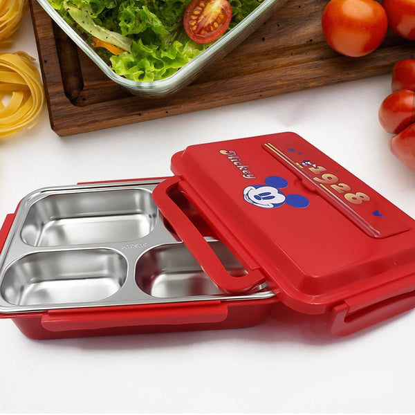 Cartoon Printed 4 Compartment Insulated Lunch Box Stainless Steel |Tiffin Box for Boys, Girls, School & Office Men for Microwave Freezer Safe Adult Children Food Container (1 Pc) - dailyneed.life