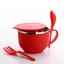 Noodles & Soup Bowl with Spoon and fork Handle Spoon Holder, Stainless Steel Bowl and Spoon Set, Stainless Steel Storage - dailyneed.life