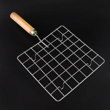 Stainless Steel Square Papad jali, Barbecue Grill Rack with Wooden Handle (1 Pc) - dailyneed.life