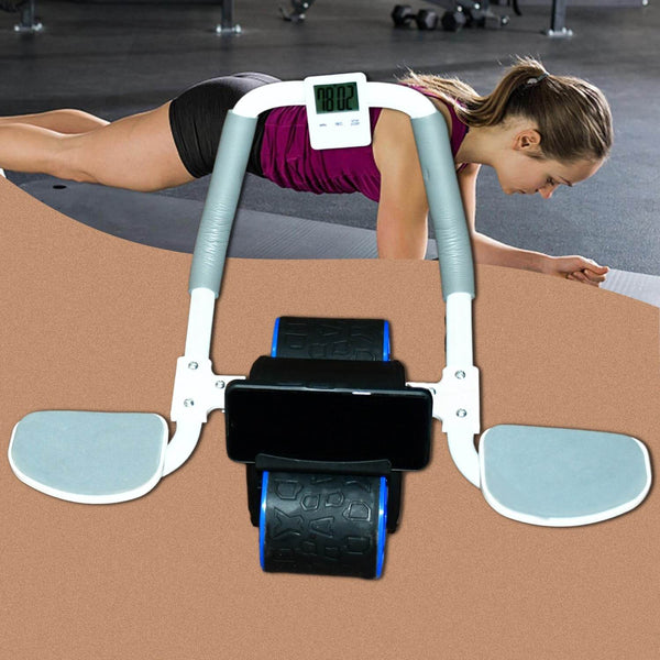 Abdominal Roller Wheel, Automatic Rebound Sponge Handle, Double Wheel Abdominal Roller, Non-Slip Timer Function with Elbow Support for Exercises for Body Fitness Strength Training Home Gym - dailyneed.life