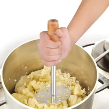 High Grade Stainless Steel Potato Masher Paubhaji / Pav Bhaji Masher with Wooden handle (1 Pc) - dailyneed.life
