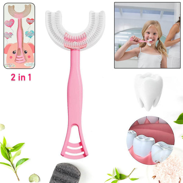 2 In1 U-Shape Silicone Manual Toothbrush & Tongue Scraper Cleaner Brush (1 Pc) - dailyneed.life