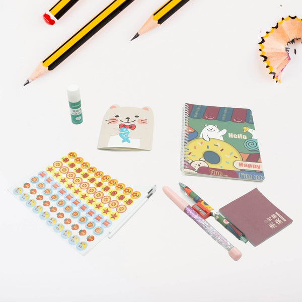 Cartoon Stationery Box Cartoon Design School Box Book , diary , Pen , Eraser, Sharpner , Sticker & Pen Refill Student Gift School box (1 box) - dailyneed.life