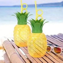 Plastic Pineapple Cups with Straw (1 Pc) - Party Favors, Hawaiian, Beach - dailyneed.life