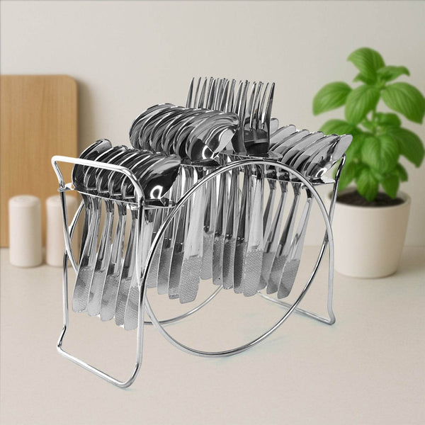 Stainless Steel Cutlery Set with Elegant Storage Stand (24 Pc) - dailyneed.life