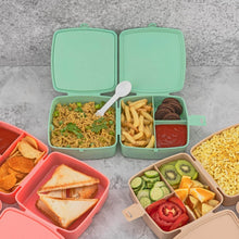 Double-Layer Square Lunch Box with Spoon , 4 Compartment Tiffin & Push Lock , Plastic Tiffin Box for Travelling, School Kids & Office Exclusive, Home - dailyneed.life
