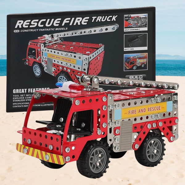 Metal DIY Fire Truck Building Blocks for Kids (Fire Truck / 292pcs of truck tool / 1 Set) - dailyneed.life