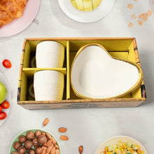 Snacks Hut Ceramic Tea / Cups Set With Heart Shape Plastic Serving Platter, Milk Cup / Mug, Coffee Cup, Tea Cup BPA Free Food Grade, or Outdoor for Household Gift For Birthday (3 Pcs Set) - dailyneed.life