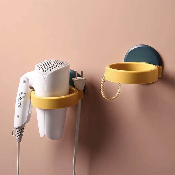 Wall Mount Hair Dryer Holder with Suction Cup, Plastic Wall Bracket for Bathroom, Beauty Salon / Home Use Self Adhesive Hair Dryer Stand Rack (1 Pc) - dailyneed.life