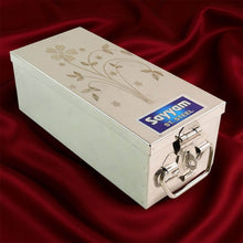 Premium Stainless Steel Velvet Lined Jewellery Storage Box with Lock and Red Interior - dailyneed.life