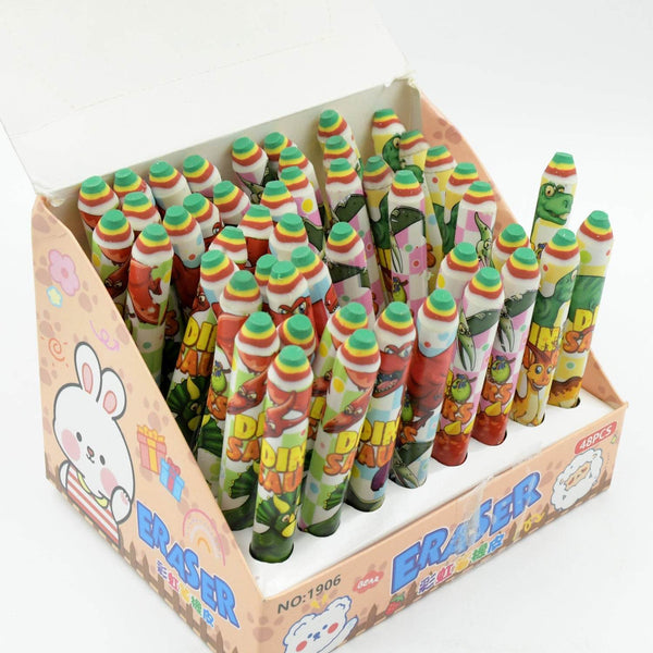 Fancy Erasers for Kids in Different Shapes – Rainbow Erasers, Stationery Gift for Kids Pencil Shaped Eraser for Children School Kids/Birthday Return Gift for Children (48 Pcs Set) - dailyneed.life