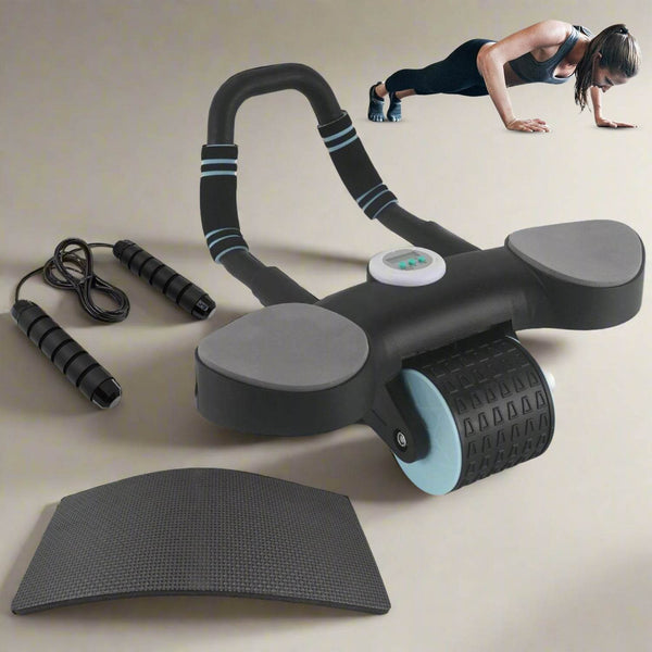 Abdominal Wheel Roller Widened Elbow Support Roller with Timer & Skipping Rope (1 Set) - dailyneed.life