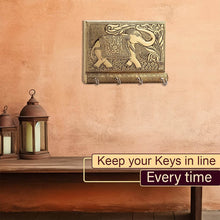 Wooden Key Holder for Home Decor Stylish Metal Gold Antique Elephant Design (1 Pc) - dailyneed.life