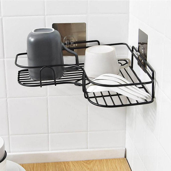 Self-Adhesive Kitchen-Bathroom Corner Shelf Organiser Storage Rack - dailyneed.life