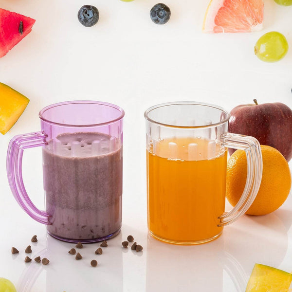 Stylish Juice Glass With Handle, Water Glass, Beer Glass, Milk Shake Glass, Multipurpose Glass Plastic Beer Mug, Unbreakable Beer Tasting Glasses, Clear Juice Glasses Suitable for Kids (2 pc) - dailyneed.life