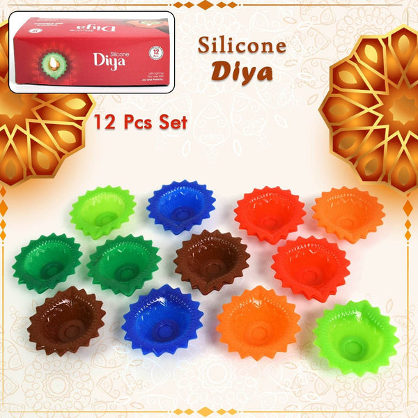 Silicone Diya for Diwali Attractive Design Colourful Diya Combo, Diwali (12 Pcs Set) - dailyneed.life