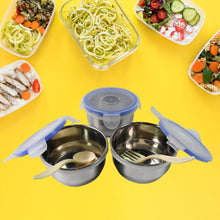 Compact Stainless Steel Airtight Lunch Box Set - 4 pcs (3 Leakproof Containers and 1 Bottle) - dailyneed.life