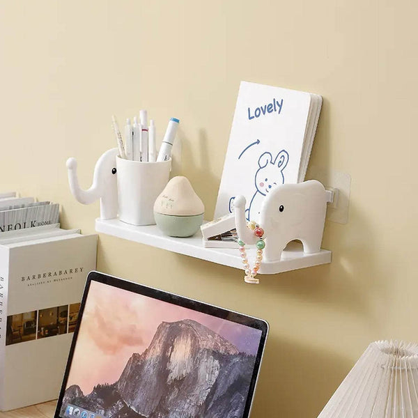 Multifunctional Elephant-Shaped Wall Shelf – No-Punch Mini Organizer for Kitchen, Bathroom & Bedroom - dailyneed.life