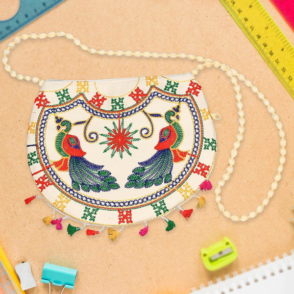 11 inch Handcrafted Cotton Embroidered Shoulder Bag for Girls & women (1 Pc) - dailyneed.life