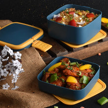 Blue Double-Layer Portable Bento Lunch Box – Stackable with Handle & Spoon - dailyneed.life