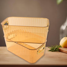 Premium Ribbed Transparent Storage Basket with Gold Handle – Multipurpose Kitchen & Home Organizer Box (25x14cm / 2 Pc) - dailyneed.life