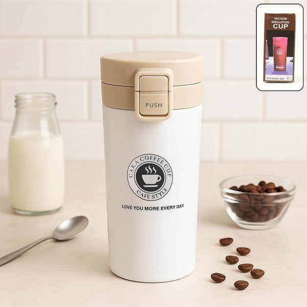 Stainless Steel Vacuum Insulated Coffee Flask with Flip Lock Lid (400ML / 1 Pc) - dailyneed.life
