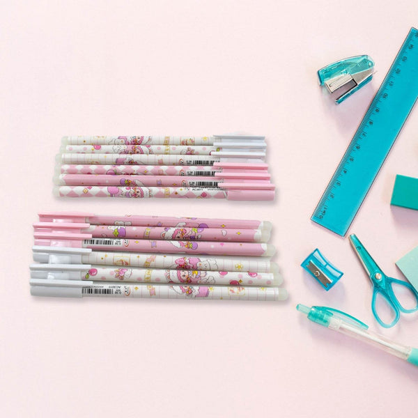 Erasable gel ink pen 12 Pcs/ Fancy Cute Blue Gel Pen with attached Magic Wipe Eraser Gel Pen, Stationery for Office School Writing Examination Supplies Tool, Return Gifts For Kids, Birthday Gifts - dailyneed.life