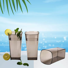 Unbreakable Stylish Transparent Square Design Water / Juice / Beer / Wine Tumbler Plastic Glass Set ( 300 ML, Pack of 6) ( Black ) - dailyneed.life
