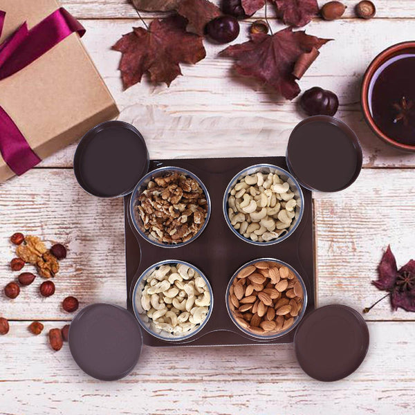 Airtight Plastic 4 Pc Storage Container Set, With Tray Dry Fruit Plastic Storage Container Tray Set With Lid & Serving Tray For Kitchen - dailyneed.life