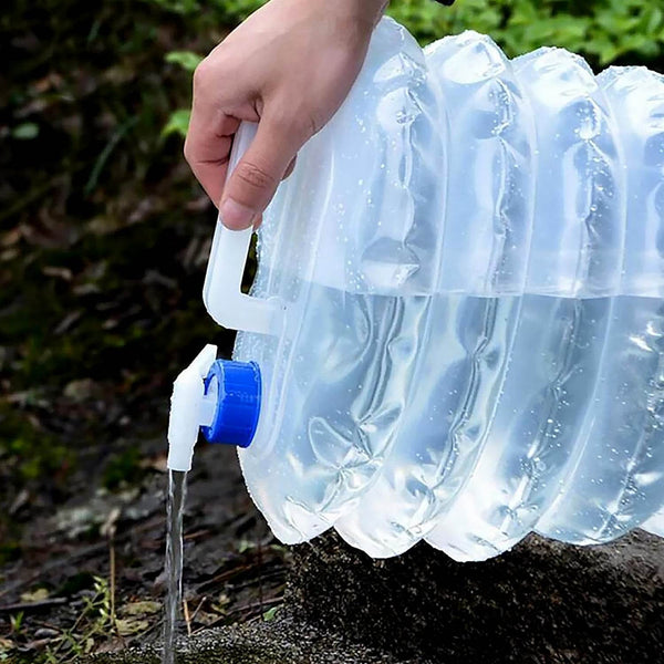 Outdoor Camping Collapsible Portable Water Container with Carry Handle Tap Valve Large Food Grade - dailyneed.life