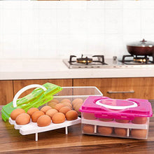 2Layer, 32 Grid Egg Tray with Lid Egg Carrier Holder for Refrigerator, Camping Food Storage Container with Handle (1 Pc ) - dailyneed.life