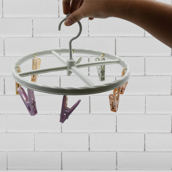 Clothespin Rack Laundry Drying Rack, Clothes Hangers with 8 Clips, Clip Hanger Drip Hanger for Drying Underwear, Baby Clothes, Socks, Bras, Towel, Cloth Diapers, Gloves - dailyneed.life