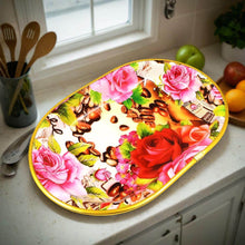 Plastic Flower Printed Design Serving Tray (3 Pcs Set / Mix Color) - dailyneed.life