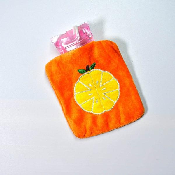 Orange small Hot Water Bag with Cover for Pain Relief, Neck, Shoulder Pain and Hand, Feet Warmer, Menstrual Cramps. - dailyneed.life
