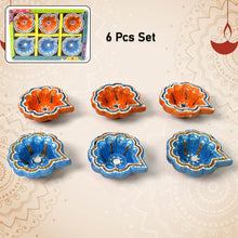 Decorative Hand Painted Clay Puja Diya for Diwali Home Indoor Outdoor Handmade Diya (6 Pcs Set/ Mix Design) - dailyneed.life
